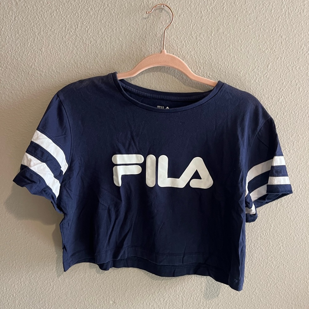 Fila Dark Blue and White Logo Crop Top
